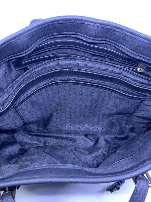 Michael Kors Jet Set Large Travel Top Zip Device Black Saffiano Leather Shoulder