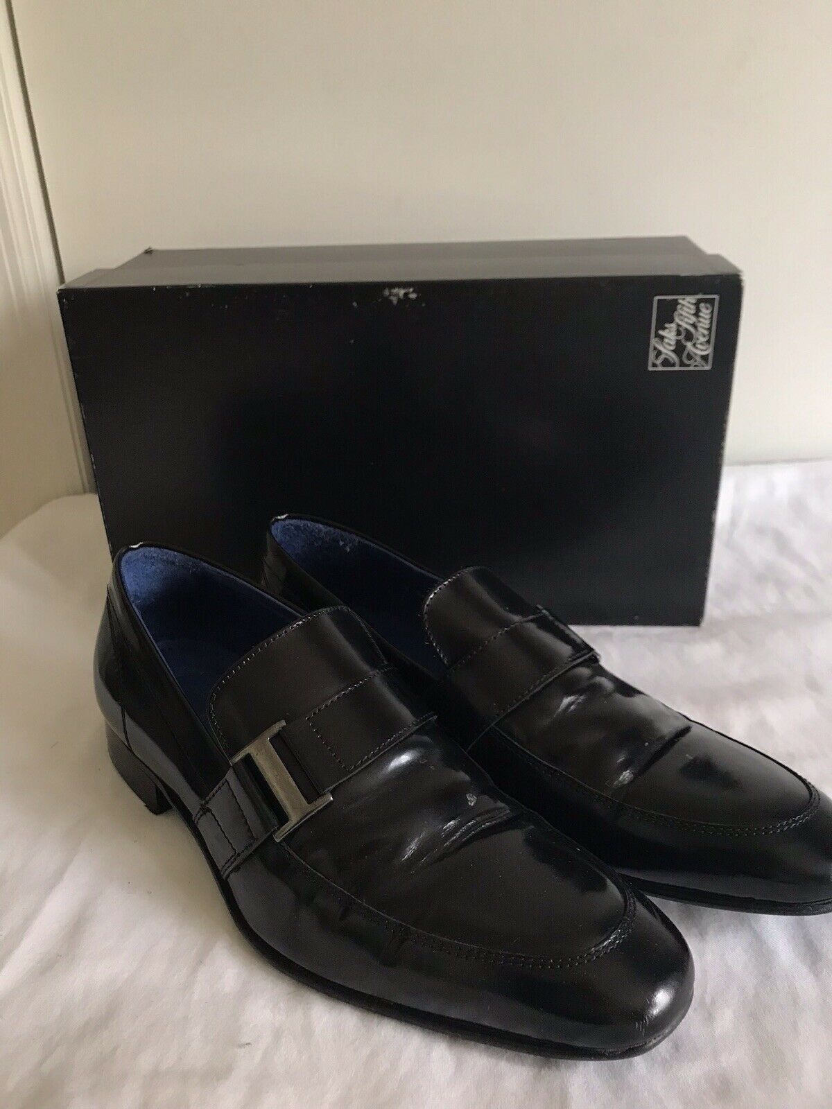Saks Fifth Avenue Black Leather Loafers