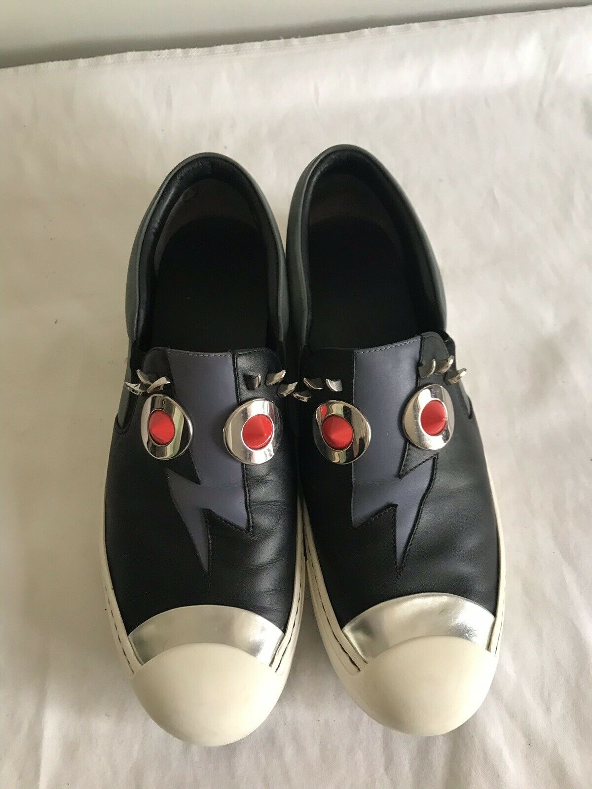 Fendi Studded Monster Face Slip On Sneakers