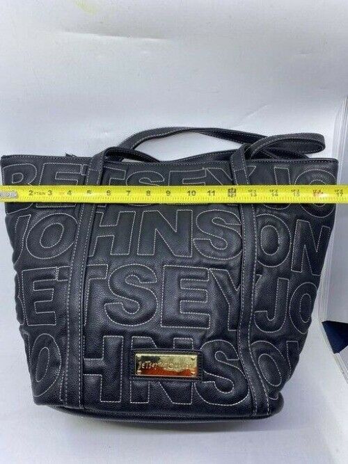 betsey johnson bag black white leather tote