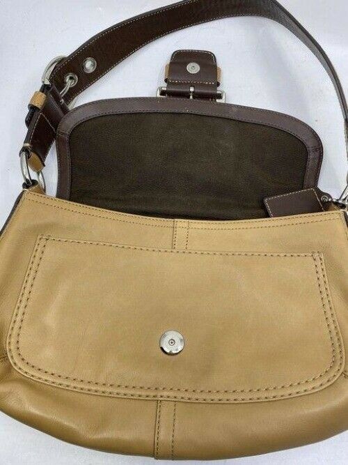 coach tan leather shoulder bag