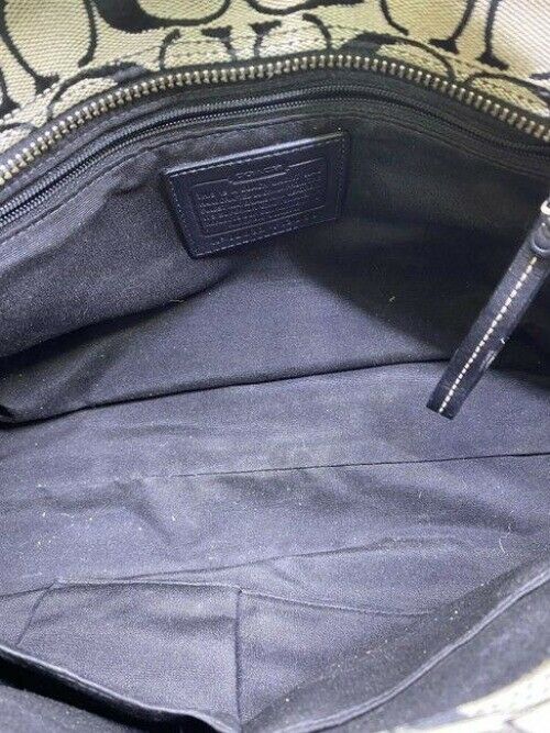 coach bag cream black fabric tote