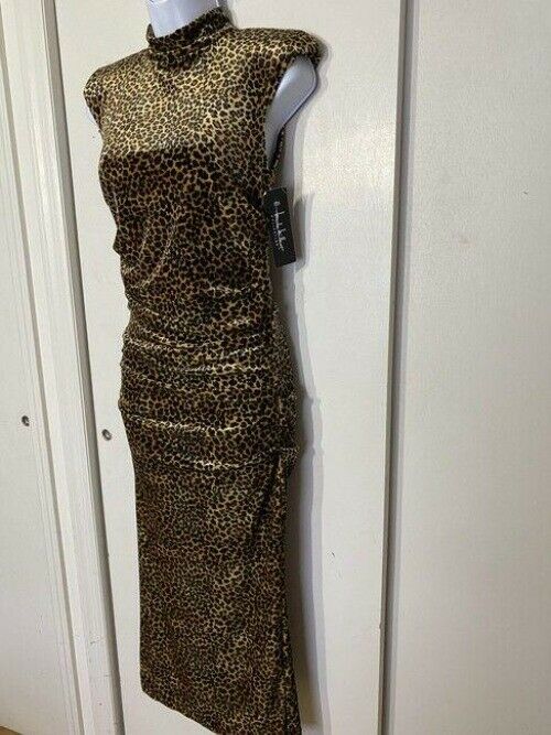 nicole miller brown yellow new animal print velvet msrp
