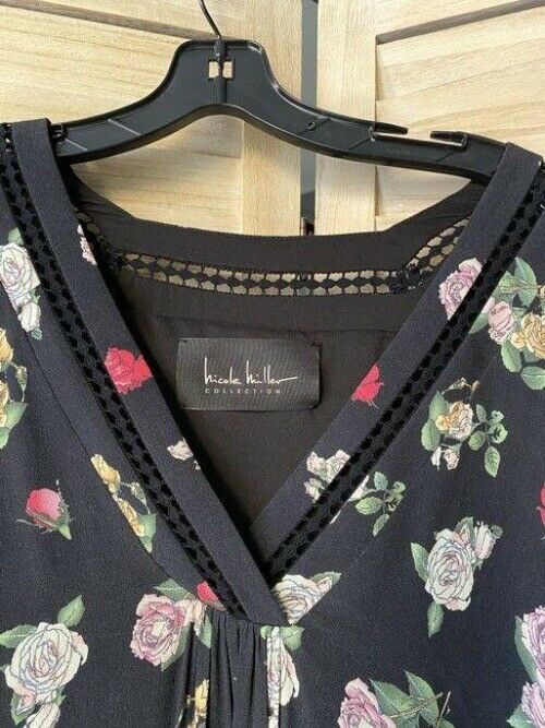 Nicole Miller Black Green White New Floral Mini Msrp Short Casual Dress