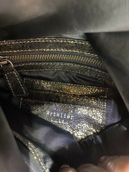 Nicole Miller Msrp Black Gold Leather Cross Body Bag