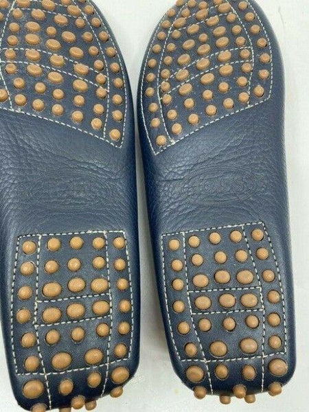 tod s navy leather classic loafers flats size us