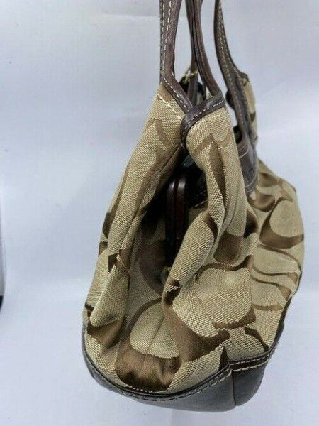 Coach Shoulder Bag Medium Msrp Tan Brown Jacquard Fabric Tote