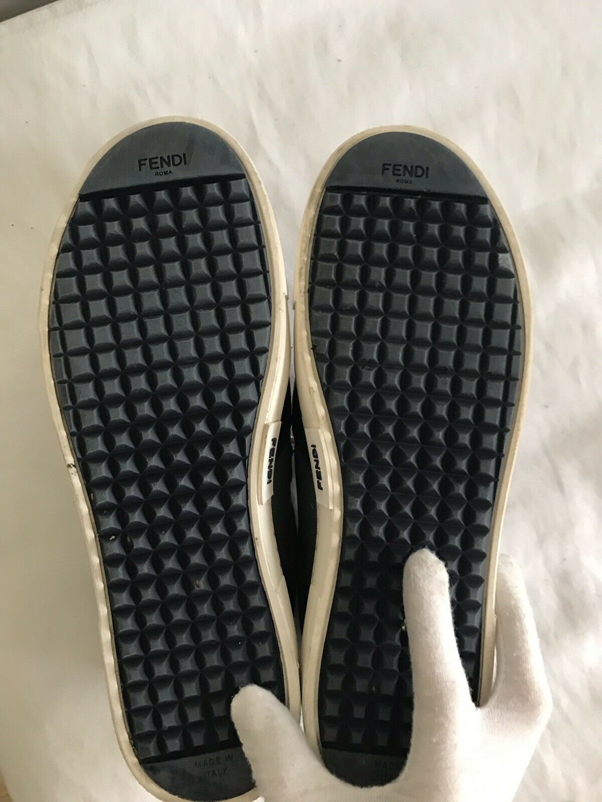 Fendi Studded Monster Face Slip On Sneakers