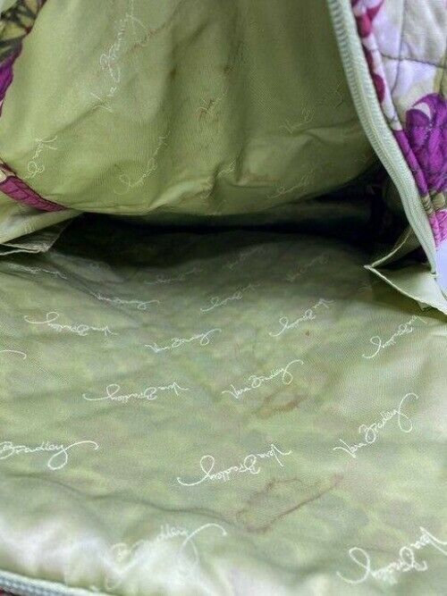 vera bradley quilted large purple green white backpack