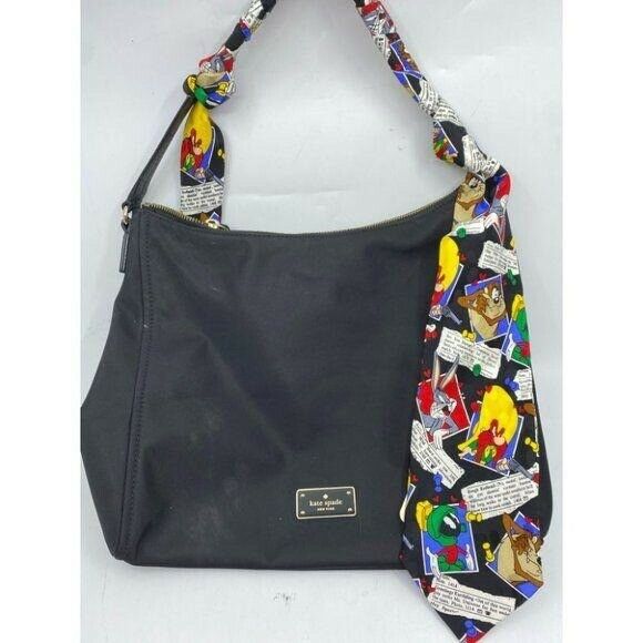 KATE Spade Black Nylon Tote W/ Looney Tunes Tie