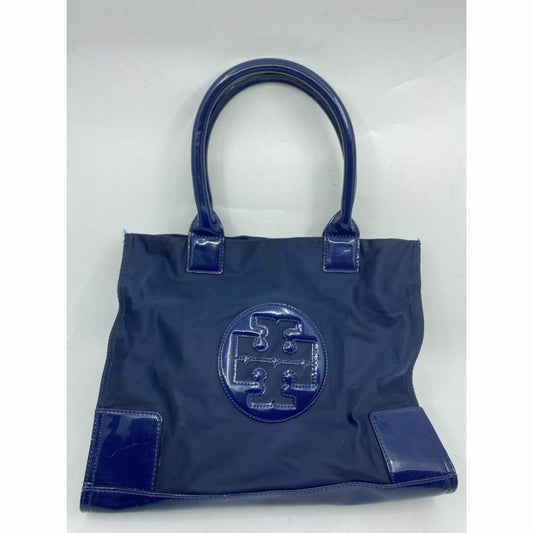 TORY BURCH Navy Nylon Medium Tote w/ Patent Logo