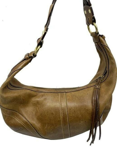 coach large brown leather shoulder bag