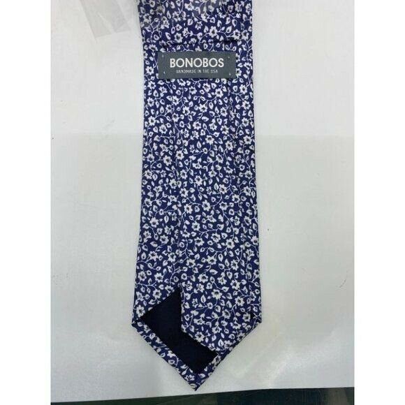 New! BONOBOS Navy White Creeper Premium Neck Tie