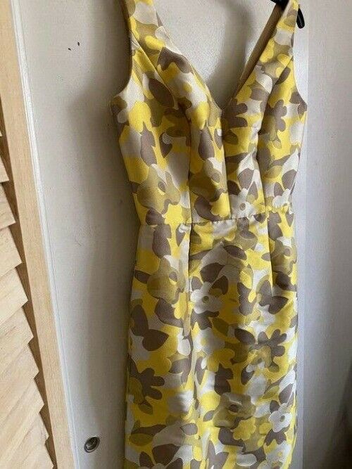 milly yellow white tan new printed msrp short formal dress