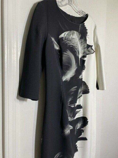carolina herrera black and white new feather print short mid length workoffice d
