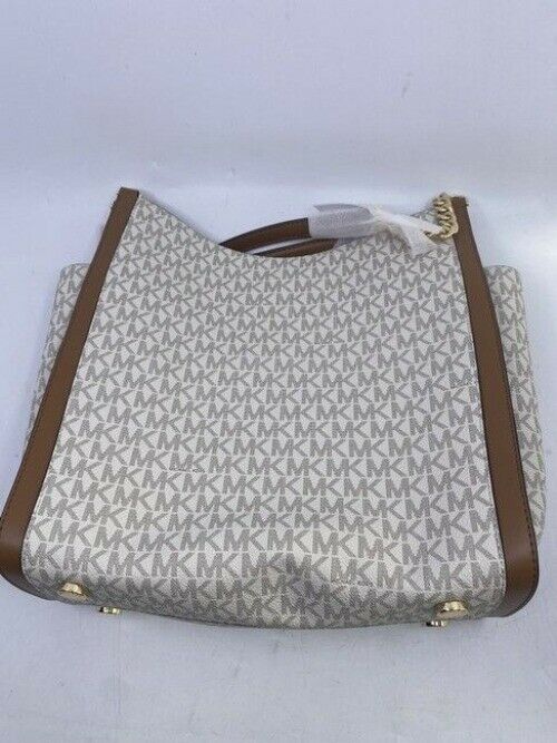 Michael Kors Newbury Medium Chain Vanilla Acorn Pebbled Leather Shoulder Bag