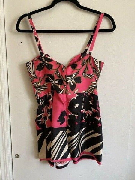 milly pink black white new floral print spaghetti strap small tank topcami