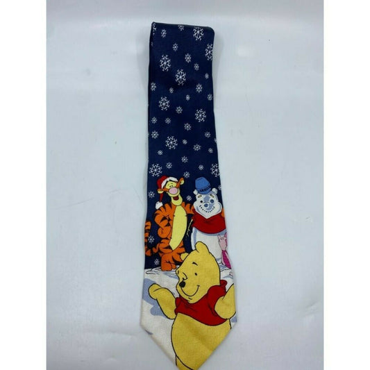 New! Winnie The Pooh Blue White Yellow Christmas Theme Neck Tie Msrp 35