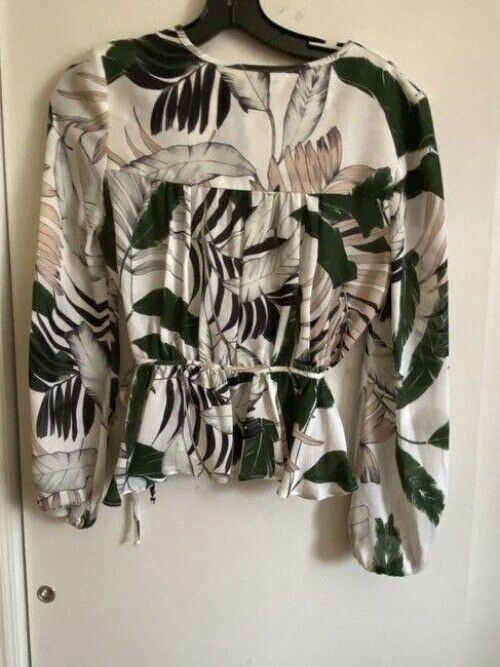 milly white green beige new chiffon wrap msrp small blouse