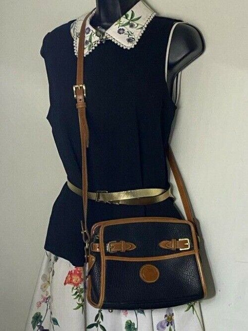 dooney and bourke vintage classic brown black leather cross body bag