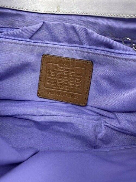 coach medium bag handbag white brown leather shoulder bag