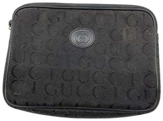 gucci vintage black fabric clutch