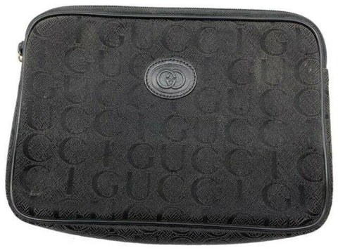 gucci vintage black fabric clutch