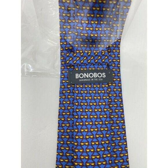 New! BONOBOS Blue Yellow Premium Neck Tie Handmade