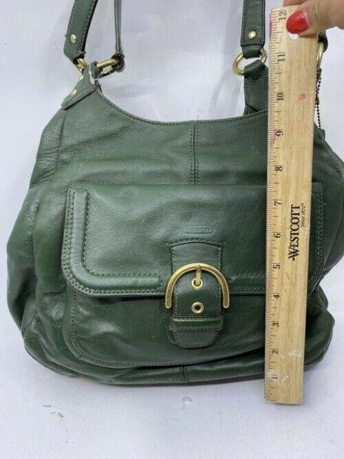coach vintage dark green leather shoulder bag