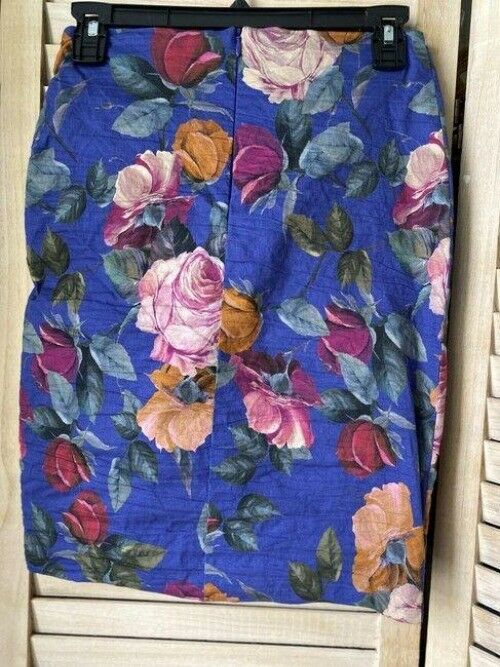 Nicole Miller blue pink green floral msrp skirt