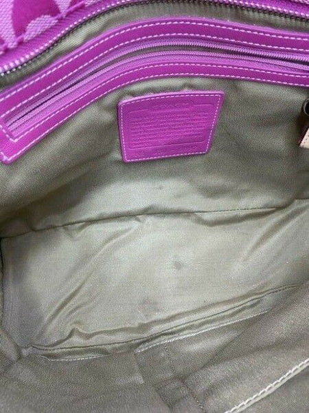 Coach Shoulder Bag Medium Msrp Purple Jacquard Fabric Tote