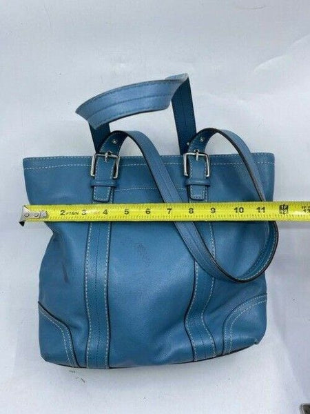 coach large blue leather shoulder bag