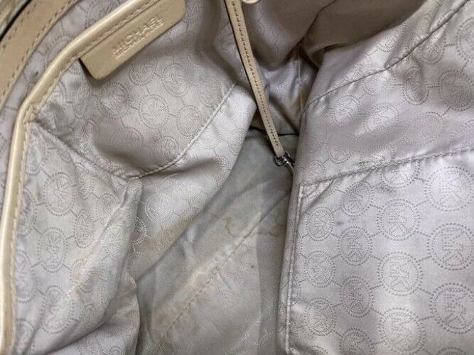 michael kors bag all over logo grey silver leather tote