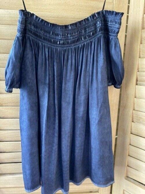 Nicole Miller blue off shoulder msrp small blouse