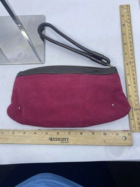 Via Spiga Womens Zipper Wrist Pouch Purse Pink Leather Wristlet