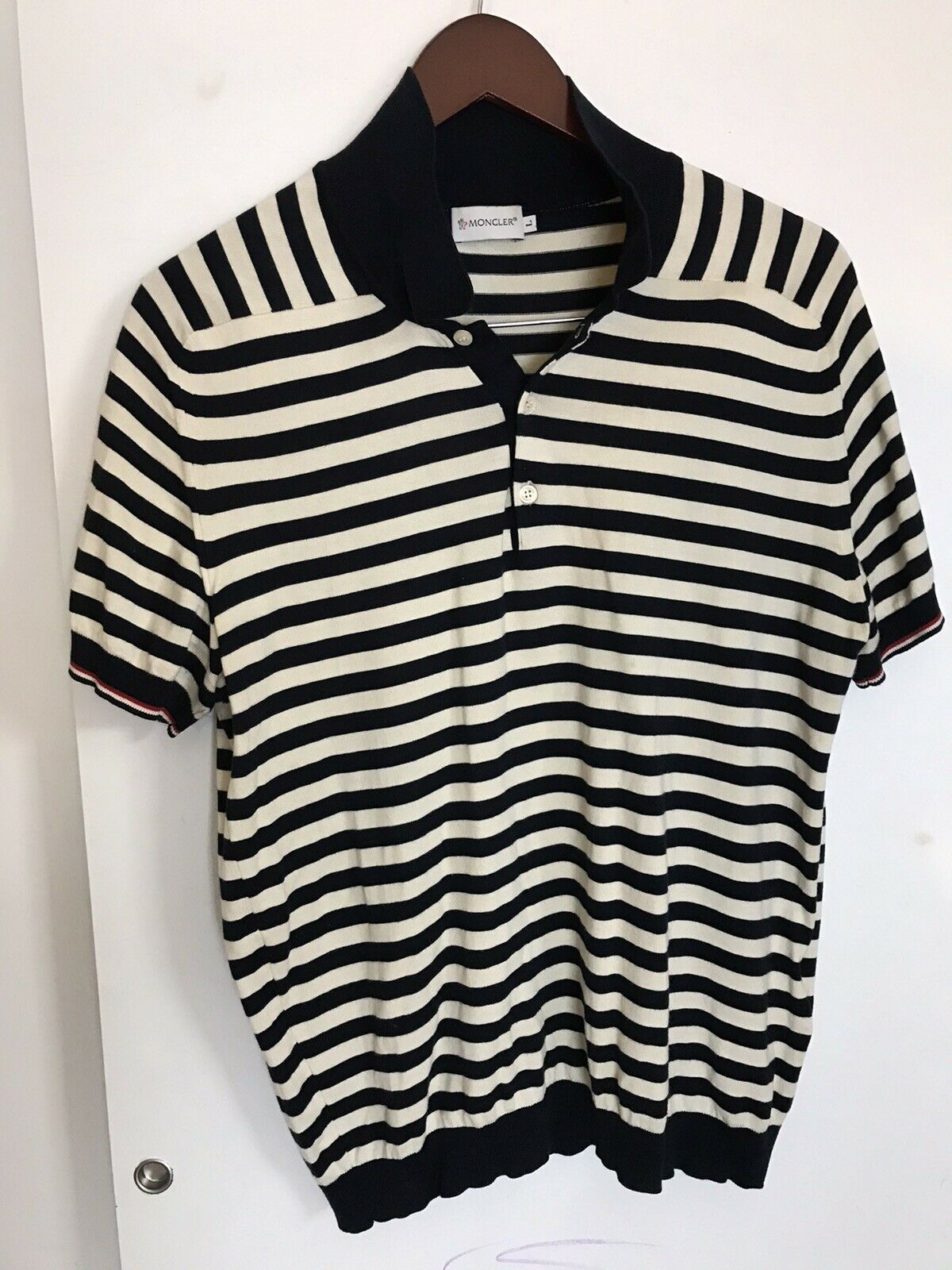 MONCLER Men’s Striped Polo Shirt sz L