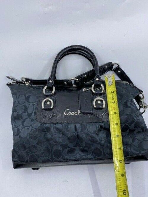 coach medium material black fabric shoulder bag