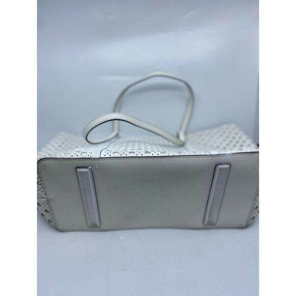 KATE SPADE XL White Leather Laser Cut Tote Bag