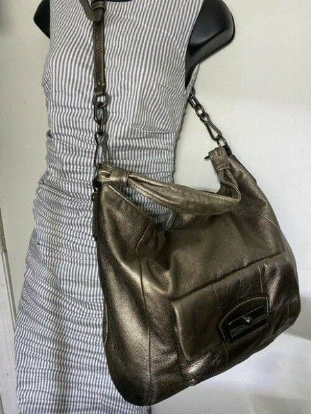 Coach xl shoulder gold leather cross body bag