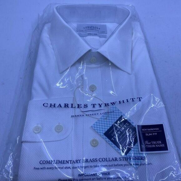 Charles Tyrwhitt Arlington white Egyptian cotton puppytooth slim fit shirt