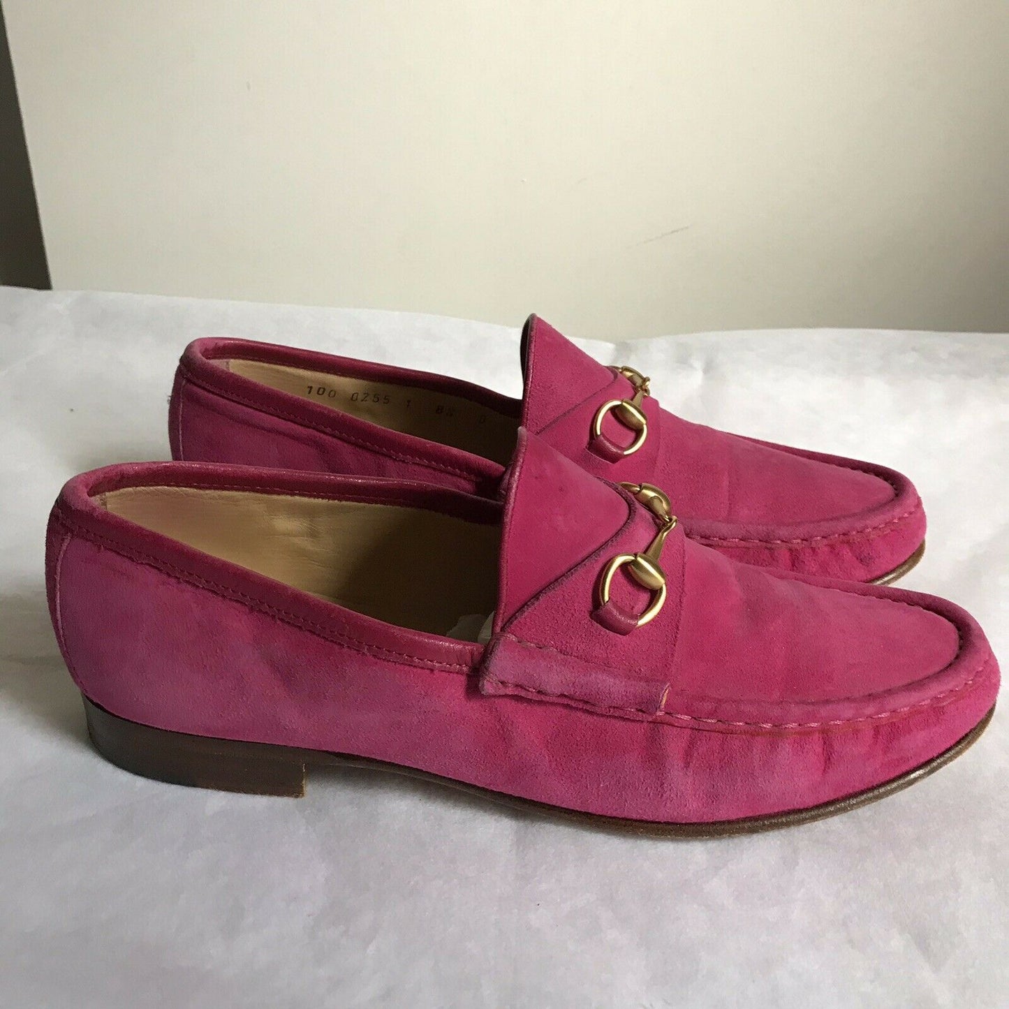GUCCI Pink Suede Horsebit Loafers 8.5