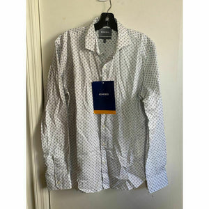 BONOBOS White Gray Printed Long Sleeve Button Down Shirt Size M
