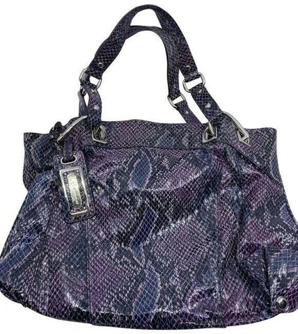 b makowsky snakeskin large purple black leather shoulder bag