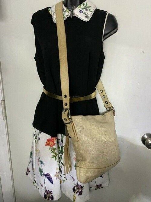 coach beige leather cross body bag