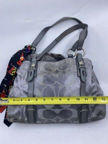 coach w w detachable specialty tie accent silver shoulder bag