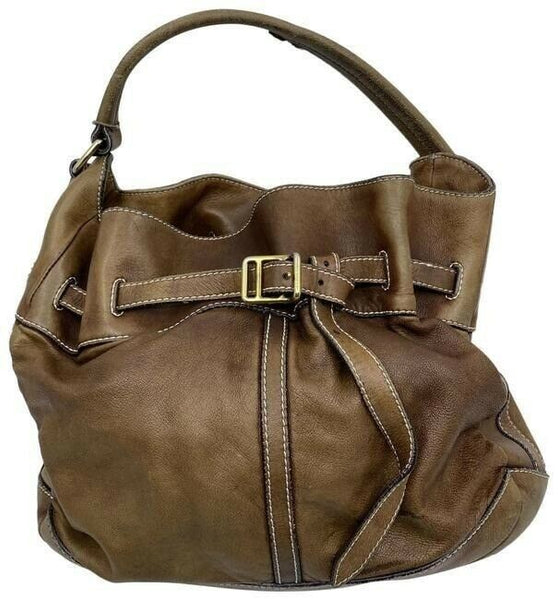 burberry vintage classic brown leather hobo bag