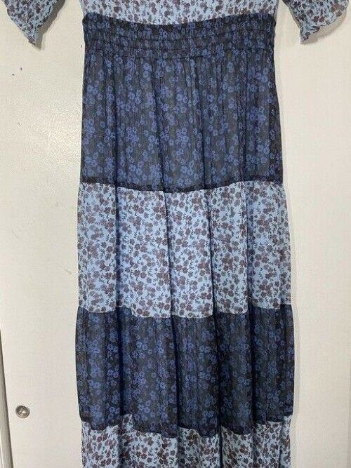 nicole miller blue brown new msrp long formal dress
