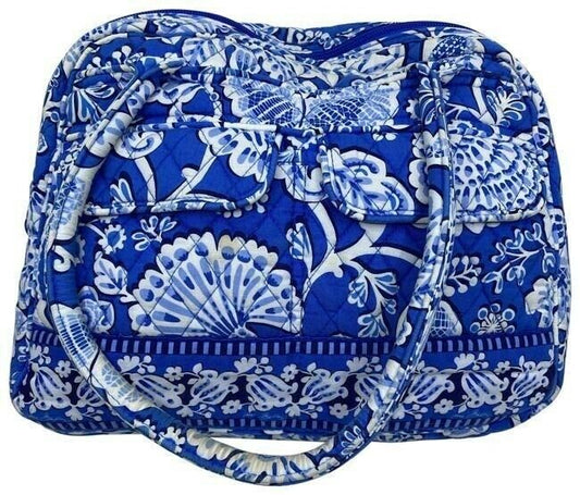 Vera Bradley Large Quilted White Blue Shoulder Bag