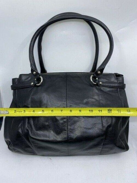 coach large black leather shoulder bag