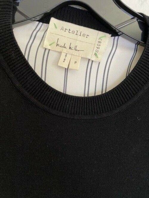 nicole miller black ls knit color contrast msrp blouse